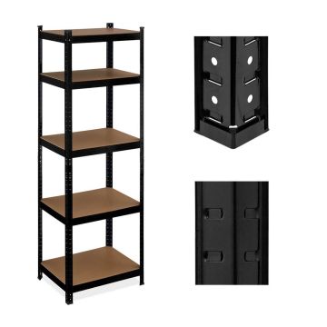 Noliktavas plauktu bloks Relaxdays, 5 plaukti, Melns, 60 × 180 × 45 cm