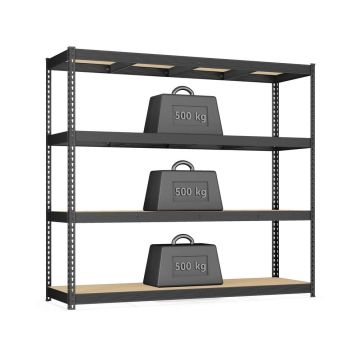SONGMICS Storage Shelving System, 4 Shelves, Black, 60 × 183 × 200 cm