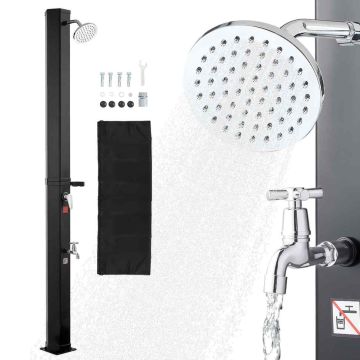Уличный душ с солнечным нагревом VEVOR LY35L09, 35 л, Чёрный, 40 × 25,5 × 216 см