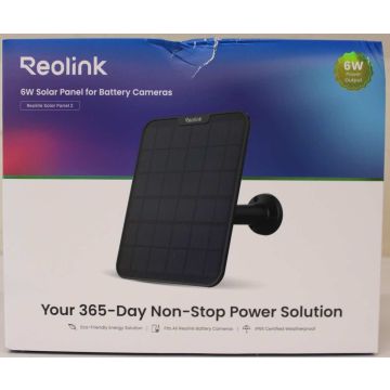Saules lādētājs videokamerām Reolink Solar Panel 2, 6 V, Type-C, 210,6 × 174,6 × 15,4 mm