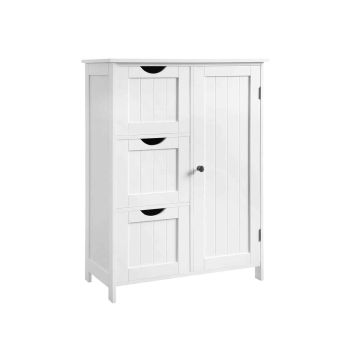 Skapis 60 x 30 x 81 cm ar 3 lielām atvilktnēm, balts