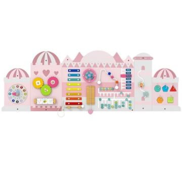Sensory Montessori Activity Board, 11 Activities, Pink, 136 × 45 × 1.2 cm