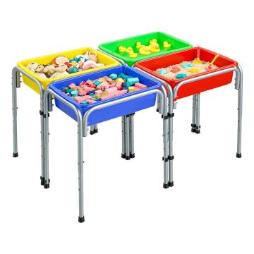 Sensorais rotaļu galds VEVOR EJS002, 4 vietas, 2 kastes, Bēša, 109 × 78,5 × 50,8–66 cm