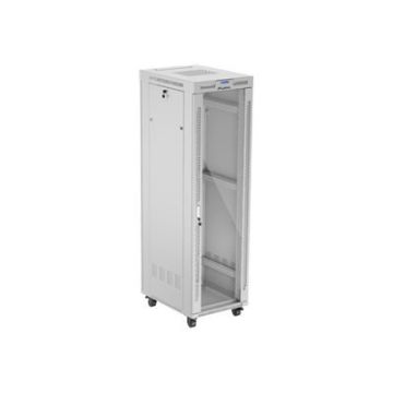 Serveru skapis Lanberg FF01-6842-12SL, 42U, 19 collas, stikla durvis, LCD, Pelēka