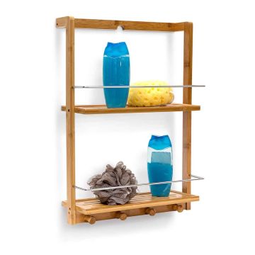 Sienas plaukts Relaxdays, 2 plaukti, 4 āķi, 38 × 53 × 15,5 cm