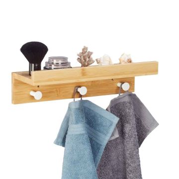 Sienas plaukts Relaxdays, 3 āķi, 36 × 10 × 12 cm