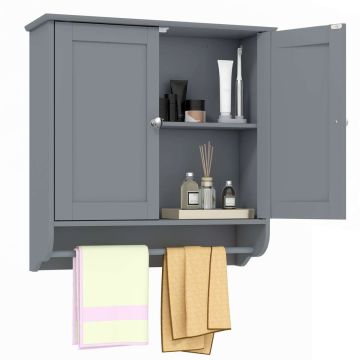 Wall-mounted bathroom cabinet, with adjustable shelves, 60.96 × 21.59 × 60.96 cm