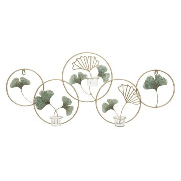 Sienas svečturis Greenery, 3 trauki, 80 × 35,5 × 7,5 cm