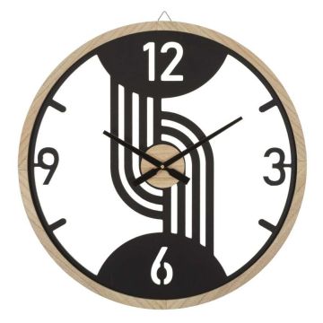 Wall clock Clips, Black and brown, Ø 60 × 2.5 cm