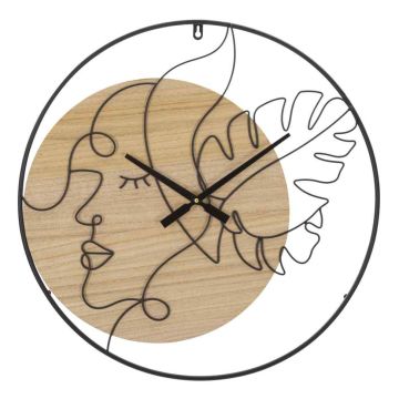 Wall clock Elegant B, Black and brown, Ø 60 × 2 cm