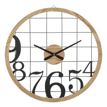 Wall clock Numbers, Black and brown, Ø 60 × 2.5 cm