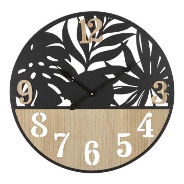 Wall clock Palm, Black and brown, Ø 60 × 2.5 cm
