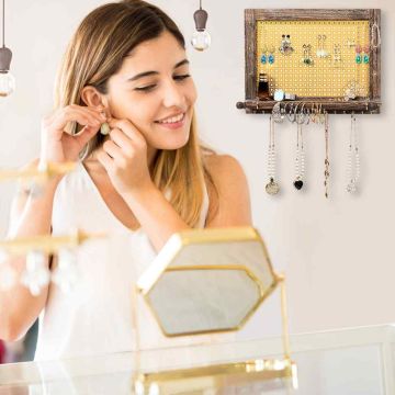 Wall-mounted jewelry organizer, 20 hooks, 42 × 33 × 6 cm