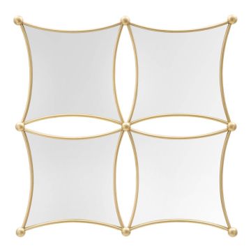 Sienas spogulis JALO, 4 spoguļi, Zeltains, 68 × 68 × 3,5 cm