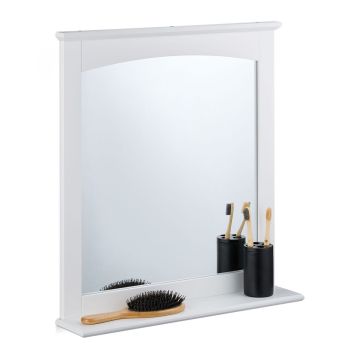Sienas spogulis Relaxdays 10050292.0, ar plauktu, Balts, 55 × 60 × 11 cm
