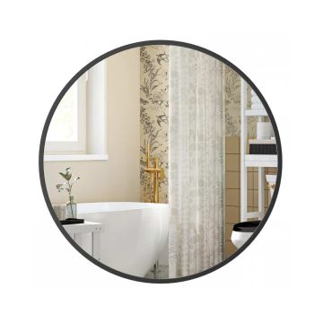 SONGMICS Wall Mirror, Round, Black