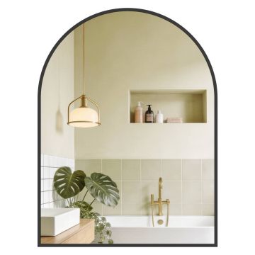SONGMICS Wall Mirror, Two Hanging Ways, Black, 81 × 61 cm