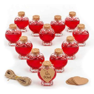 Sirds formas stikla pudeles Relaxdays, 12 gab, 6 × 7,5 × 4 cm