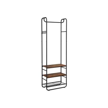 Virsdrēbju plaukts un apavu sols HSR81BX 58 x 28 x 181 cm, brūns/melns