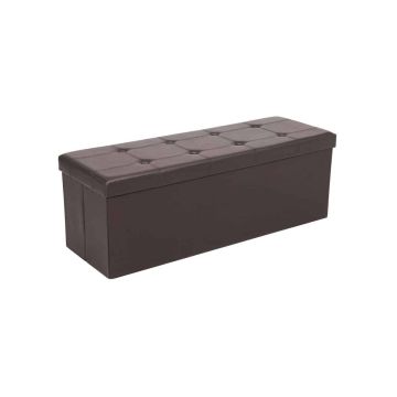 Sēdeklis ar salokāmu vāku 110 cm, izgatavots no mākslīgās ādas, brūns