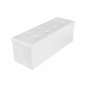 Sēdeklis/uzglabāšanas kaste 110 cm, balta mākslīgā āda