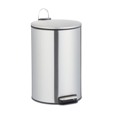 Atkritumu tvertne Relaxdays, 12 l, ar pedāli, Sudraba, 38 × 25 × 30 cm