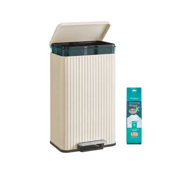 Atkritumu tvertne SONGMICS, 50 l, ar pedāli, Balta, 33,6 × 62,5 × 40,3 cm