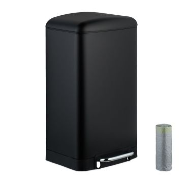 Virtuves atkritumu tvertne Relaxdays, 30 l, Melna, 34 × 60,5 × 31 cm