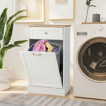 Waste cabinet, 40 l, White, 52 × 33 × 90 cm