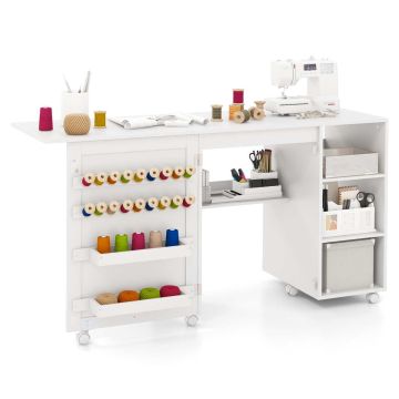 Sewing table, 6 casters, 146 × 50 × 78 cm