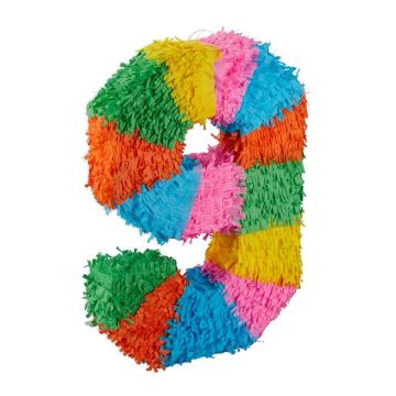 Skaitļa formas piñata Relaxdays, skaitlis 9, 35,5 × 50,5 × 7,5 cm