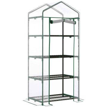 Прозрачная теплица Outsunny 70x50x160 см, зеленого цвета.