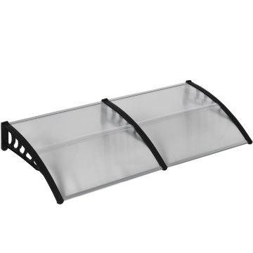 Прозрачный навес над дверью Outsunny 200x96x27 см, черный.