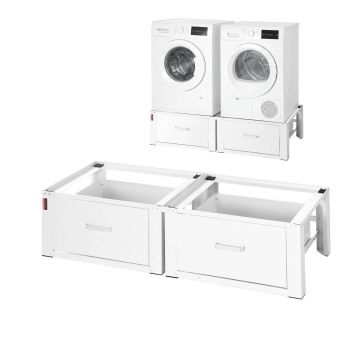 Подставка для стиральной машины VEVOR S06-2, 2 шт. с ящиками, Белая, 1290 × 550 × 310 мм