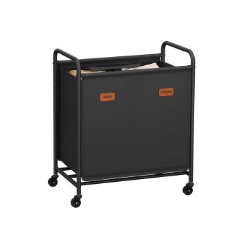 Veļas grozs SONGMICS RLS210B01, 2 nodalījumi, 140 l, Melna, 59 × 40 × 91 cm