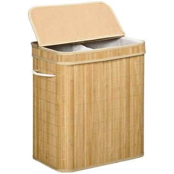 Корзина для белья 100л Homcom 54,2x35,2x59,5см, светло-коричневый/белый