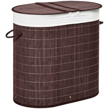 Корзина для белья 100л Homcom 62,5x37x60,5см, коричнево-белого цвета
