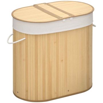 Корзина для белья 100L Homcom 62,5x37x60,5см, светло-коричневого/белого цвета