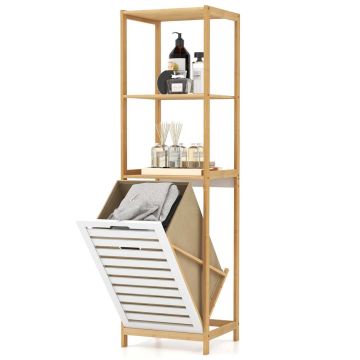 Laundry basket, 3 shelves and removable basket, 35.56 × 129.54 × 33.02 cm