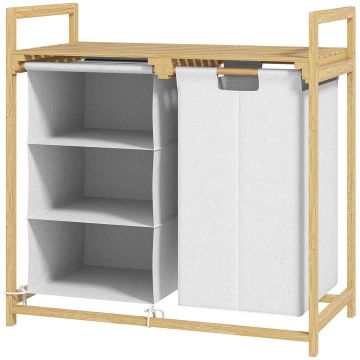 Корзина для белья 38L Homcom 70x36x70см, светло-коричневый/белый цвет