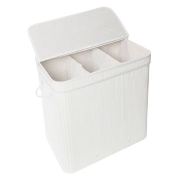 Корзина для белья Relaxdays 10052930_8577, 150 л с крышкой, Белая, 61,5 × 61 × 41,5 см