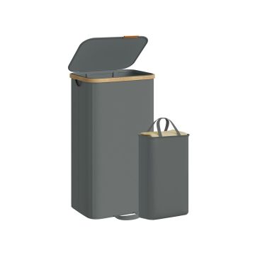 Veļas grozs SONGMICS, 100 l, ar vāku un noņemamu maisu, Pelēks, 42 × 32 × 75 cm