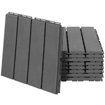 Komplekts no 9 Outsunny terases flīzēm 30x30x2cm, melnas krāsas