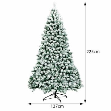 Snowy artificial Christmas tree, 1364 branches, 550 LED lights, white/green, 137 × 225 cm