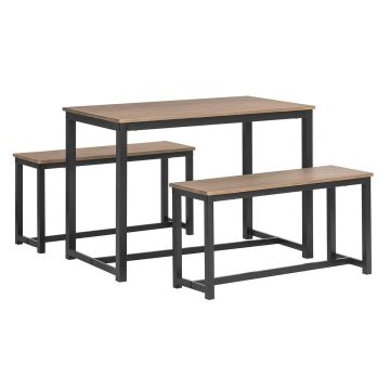 Komplekts ar 2 soliem un ēdamistabas galdu., brūnā/melnā krāsā