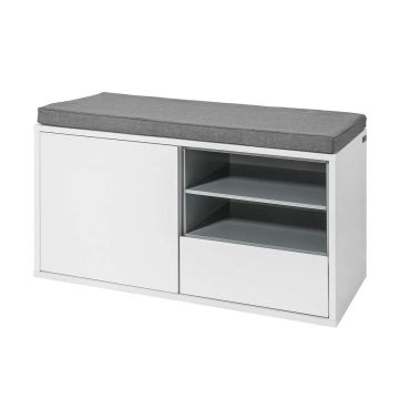 Скамья для прихожей 80x35x46см., белого/серого цвета