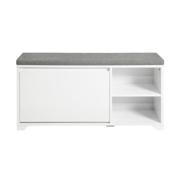 Скамья для прихожей 90x24x46см., белого/серого цвета