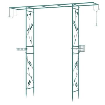 Garden Arch, With Bird Feeder and Water Bowl, Green, 212 × 213 × 40 cm