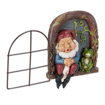 Dārza dekorācija Relaxdays 10043373.0, Ar guļošu rūķīti un vardi, 12 × 17 × 4,5 cm