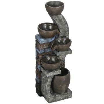 Dārza strūklaka, 5 līmeņi, Pelēka/brūna, 37 × 107 × 35 cm